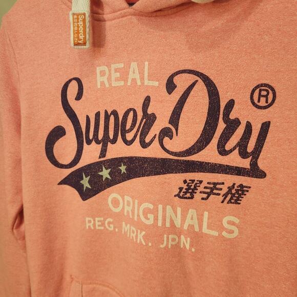 Superdry Real Originals Hoodie - Vintage Logo Pink Hooded Sweatshirt - Size S - Picture 4 of 10